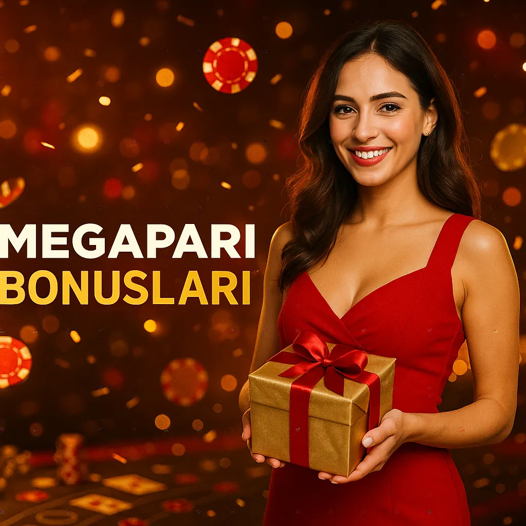 Türk kızı kırmızı elbiseyle Megapari Bonusları afişinde